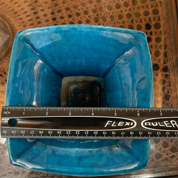 Chinese Antique Peacock Blue Glazed Porcelain Zun Vase with Four Sheep Deco - Picture 7 of 9